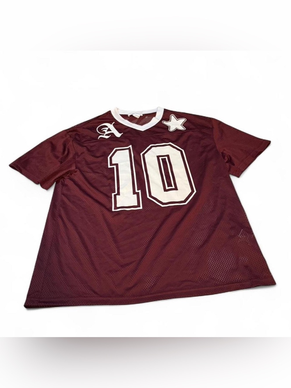 Maroon SWS Athletics Mesh Jersey Tee with White Number 10